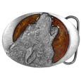 Howling Wolf  Enameled Belt Buckle